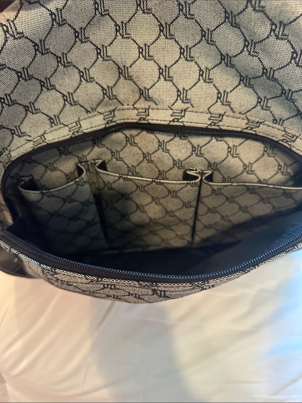 Vintage Lauren Ralph Lauren monogram canvas leather shoulder bag/tote - Y2K - Picture 3 of 7